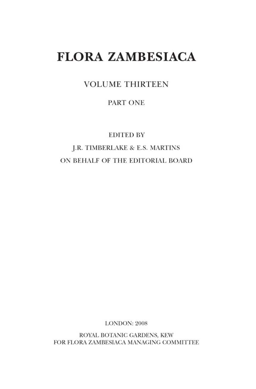 Flora Zambesiaca Volume 13 Part 1